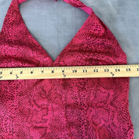 Guess Halter Top Watermelon Pink Snakeskin Print Crossover Size M Party - Picture 10 of 11
